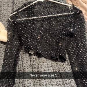 Sincerely Jules Black and Silver Crop Top